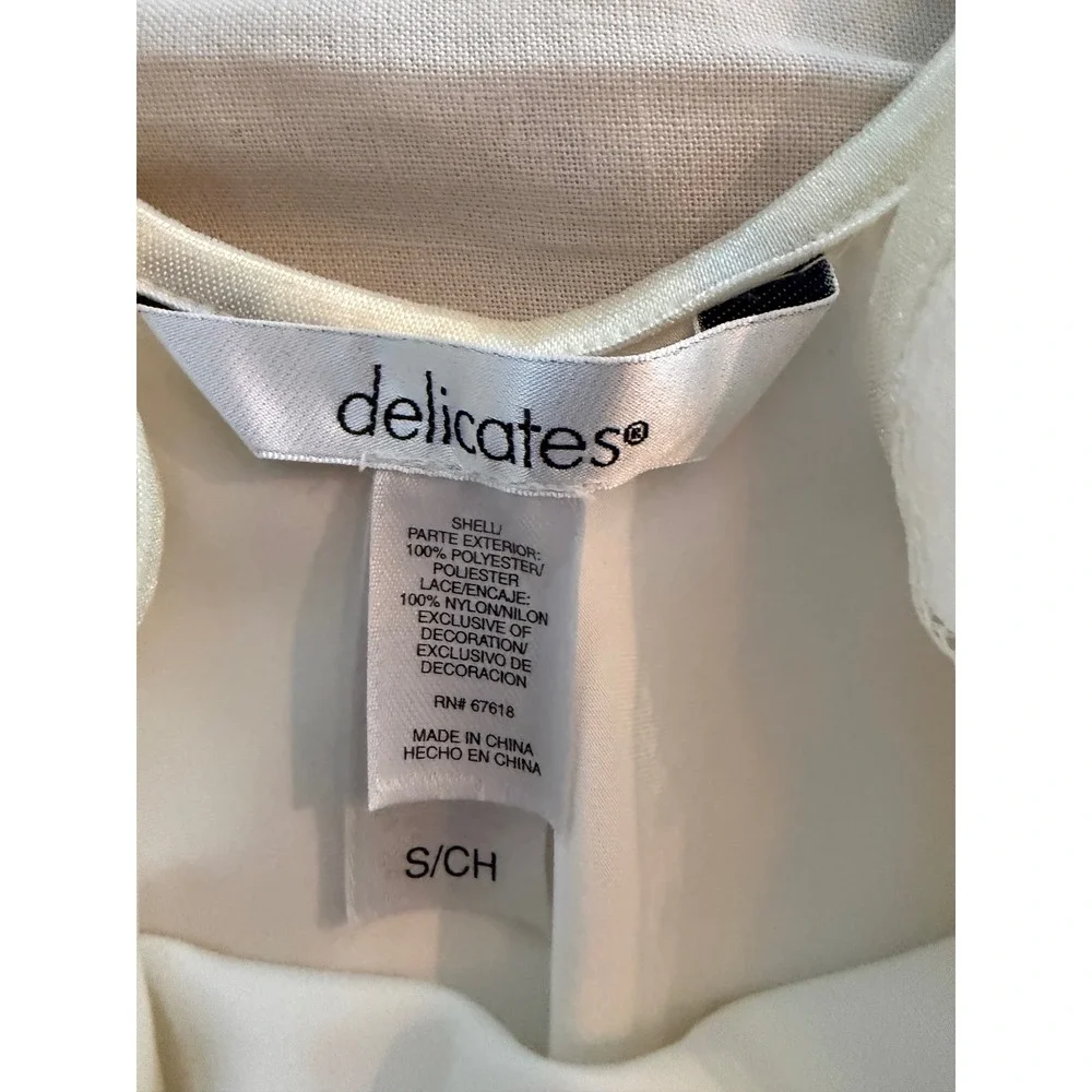Delicates Ivory Lace Swiss Dot Asymmetrical Slip Dress Small Bridal Nightgown
